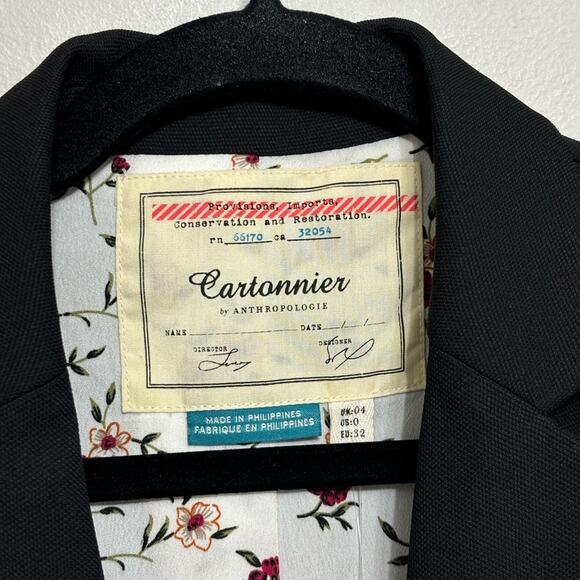 NWT Cartonnier Anthropologie Lloyd Tie Sleeve Easy Blazer in Black - Size 0 - Picture 6 of 13